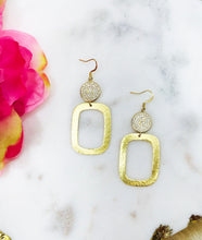 Load image into Gallery viewer, CZ Pave &amp; Square Pendant Earrings