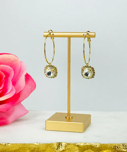 Hoop & Rhinestone Pendant Earrings