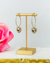 Load image into Gallery viewer, Hoop &amp; Rhinestone Pendant Earrings