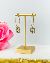 Load image into Gallery viewer, Hoop &amp; Rhinestone Pendant Earrings