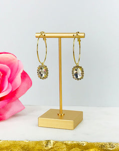 Hoop & Rhinestone Pendant Earrings