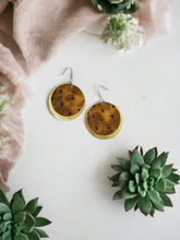 Load image into Gallery viewer, Ostrich and Gold Leather Earrings - E19-498