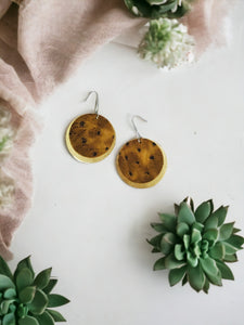 Ostrich and Gold Leather Earrings - E19-498