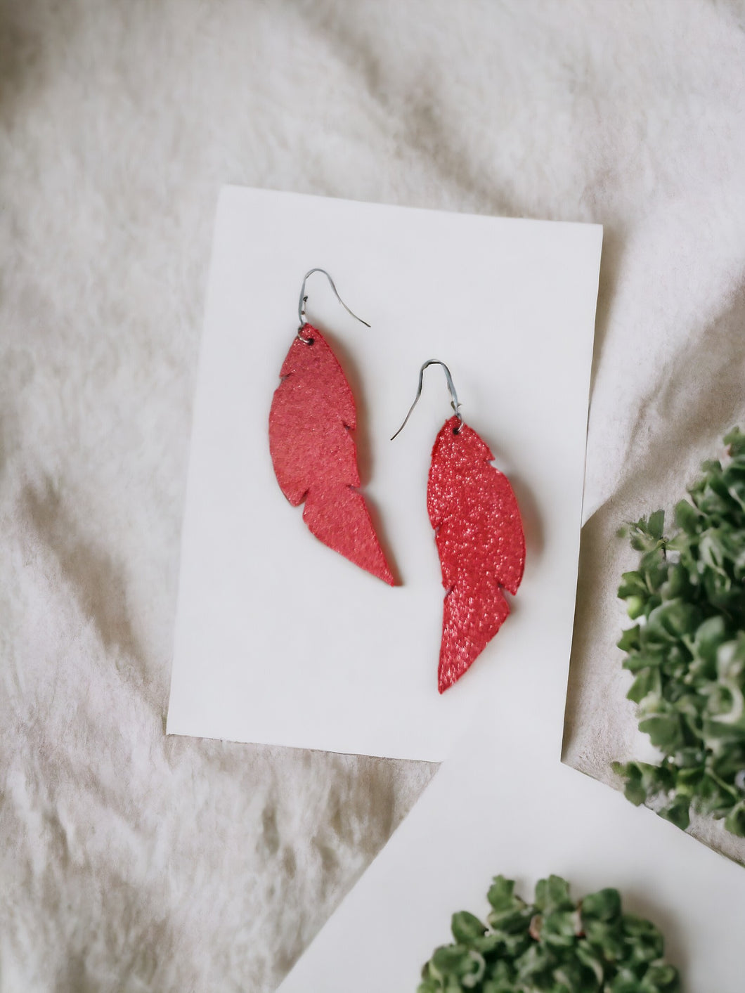 Coral Leather Earrings - E19-507