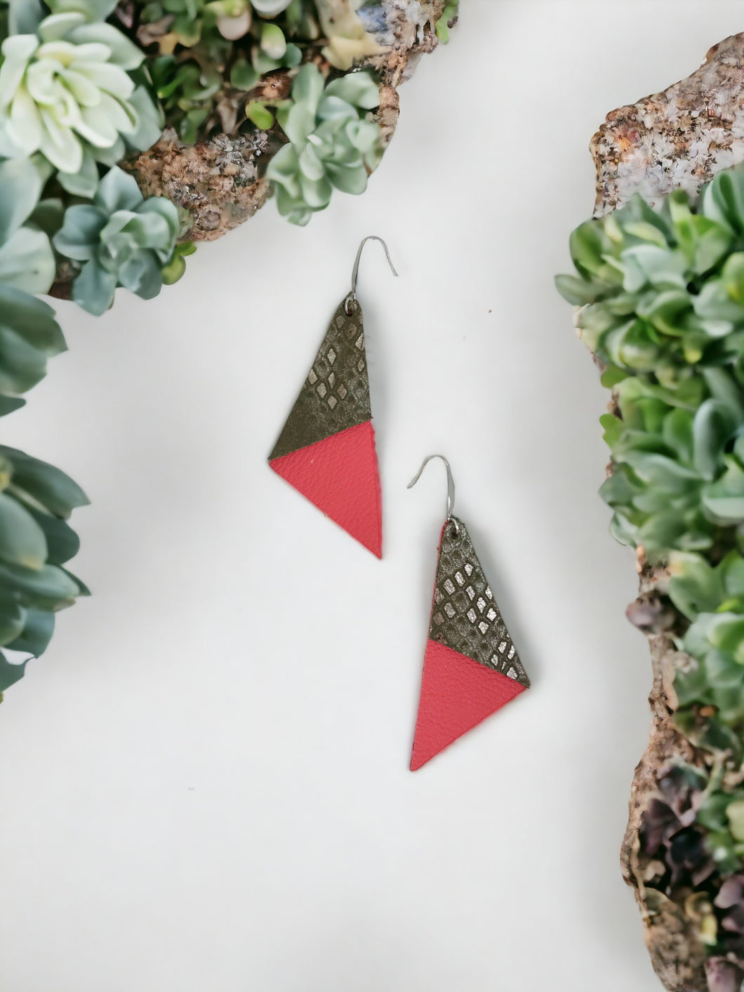 Layered Genuine Leather Earrings - E19-522