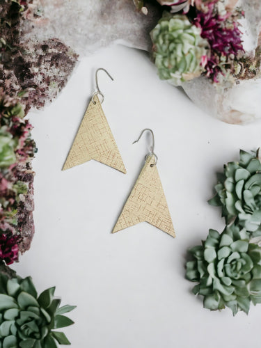 Rose Gold and Vanilla Cream Leather Earrings - E19-631