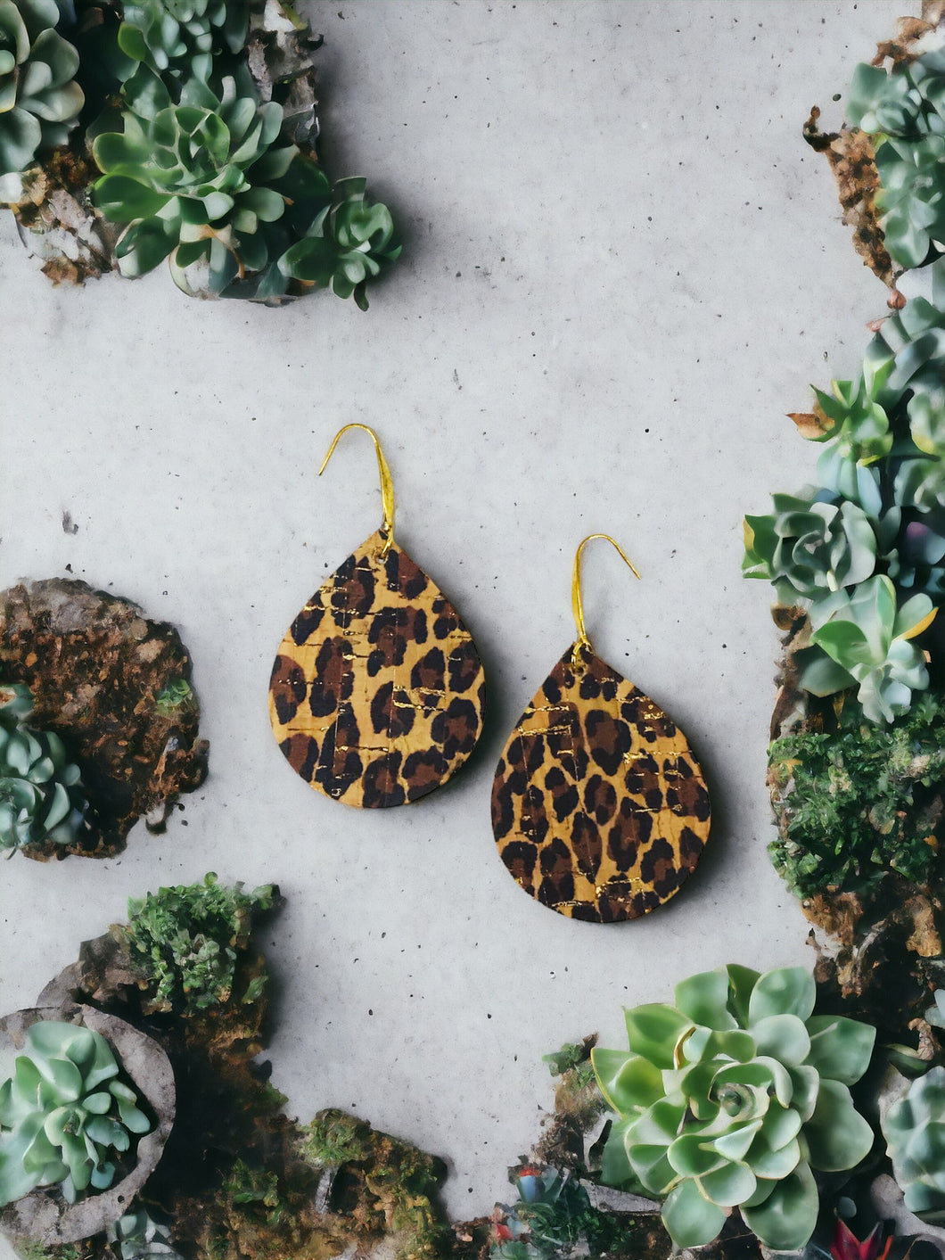 Baby Cheetah Cork Leather Earrings - E19-687