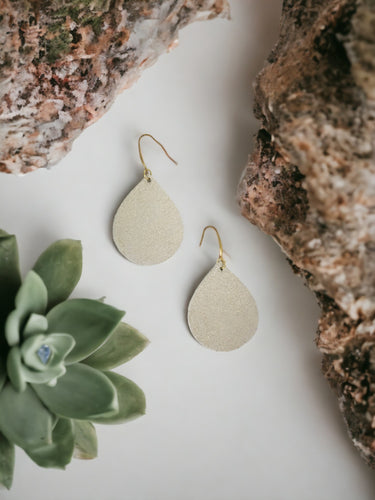 Gold On Beige Metallic Camo Leather Earrings - E19-712