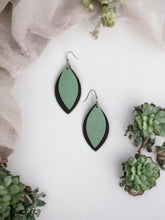 Load image into Gallery viewer, Brown and Mint Genuine Leather Earrings - E19-723