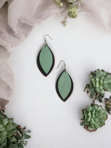 Brown and Mint Genuine Leather Earrings - E19-723