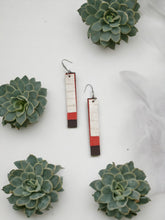 Load image into Gallery viewer, Brown, Coral and Ivory Layered Leather Earrings - E19-735