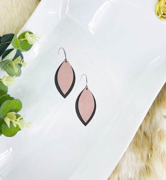 Brown and Pink Genuine Leather Earrings - E19-744