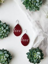 Load image into Gallery viewer, Genuine Red Leather &quot;Love&quot; Earrings - E19-851