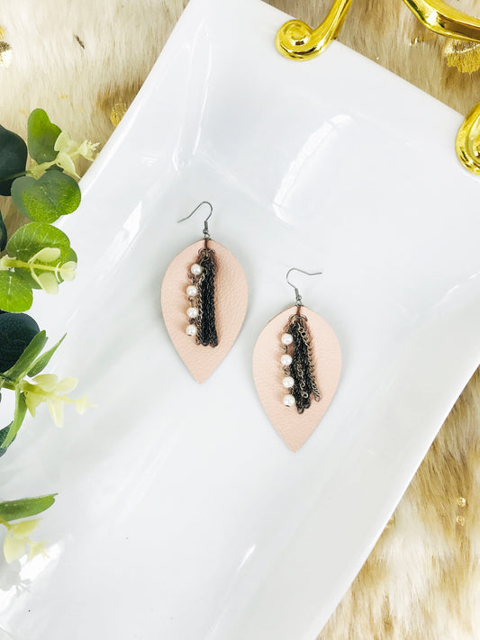 Pink Genuine Leather Earrings - E19-855