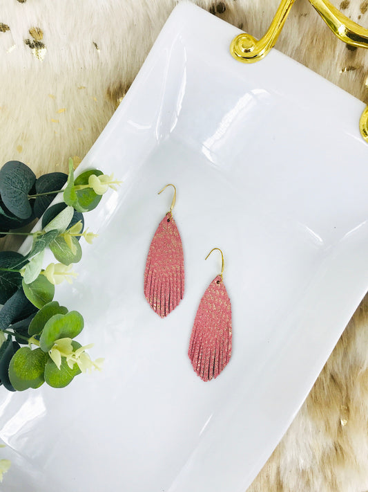 Rose Gold Frayed Leather Earrings - E19-864