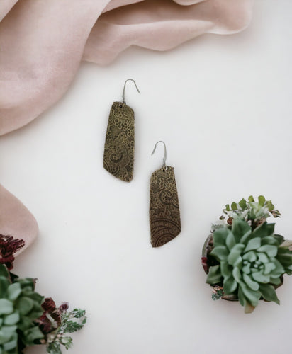 Genuine Embossed Leather Earrings - E19-867