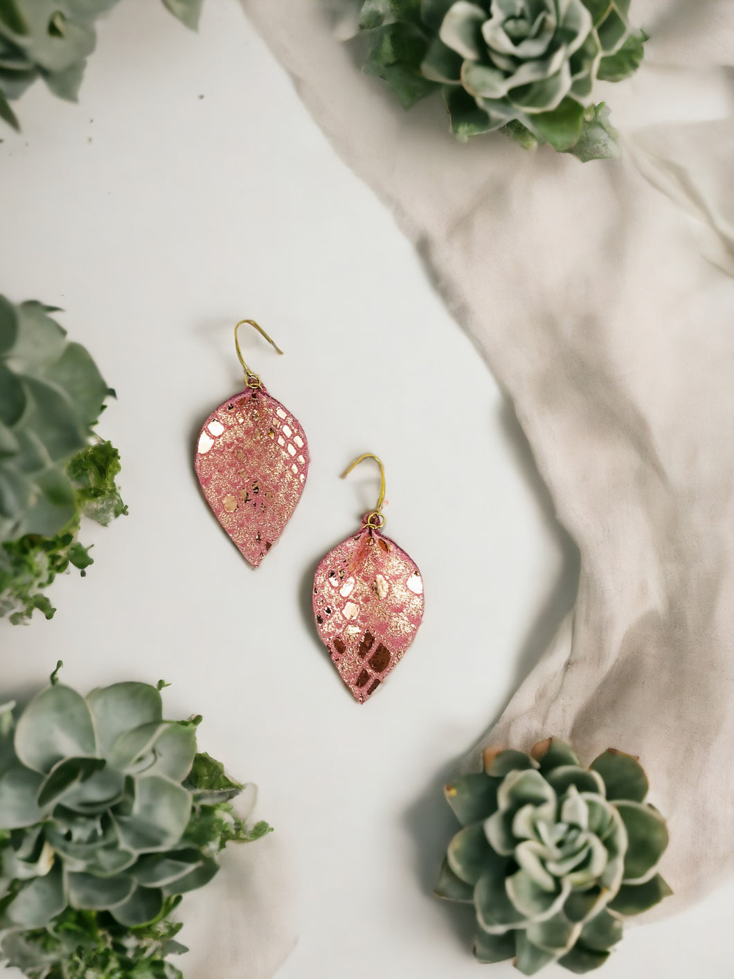 Rose Gold Genuine Leather Earrings - E19-873