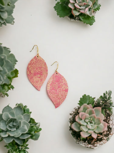 Rose Gold Genuine Leather Earrings - E19-880