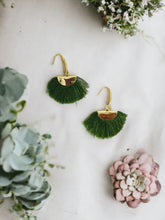 Load image into Gallery viewer, Olive Fan Shaped Tassel Earrings - E19-892