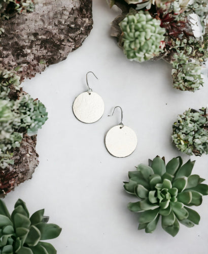 White Embossed Leather Earrings - E19-935