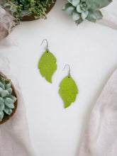 Load image into Gallery viewer, Apple Green Dazzle Leather Earrings - E19-997