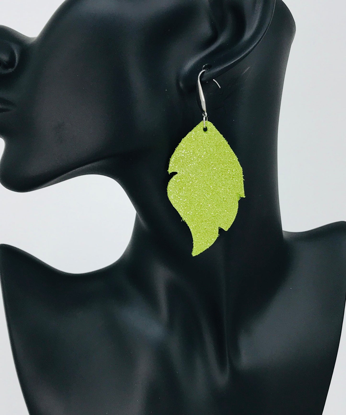 Apple Green Dazzle Leather Earrings - E19-997