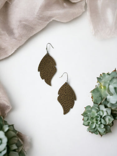 Brown Textured Leather Earrings - E19-998