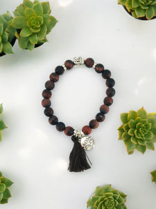 Natural Gemstone and Tassel Stretchy Bracelet