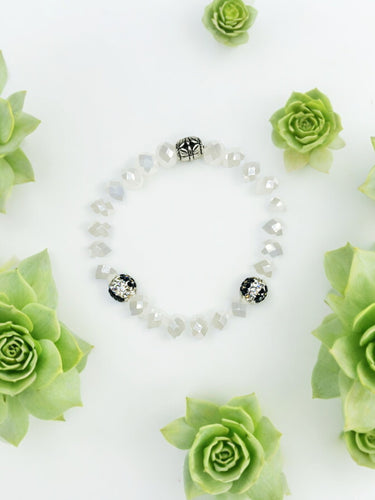 Glass and Rhinestone Bead Stretchy Bracelet - B1206