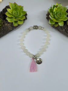 Natural Gemstone and Tassel Stretchy Bracelet