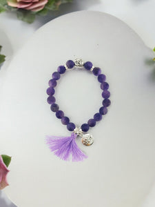 Natural Gemstone and Tassel Stretchy Bracelet