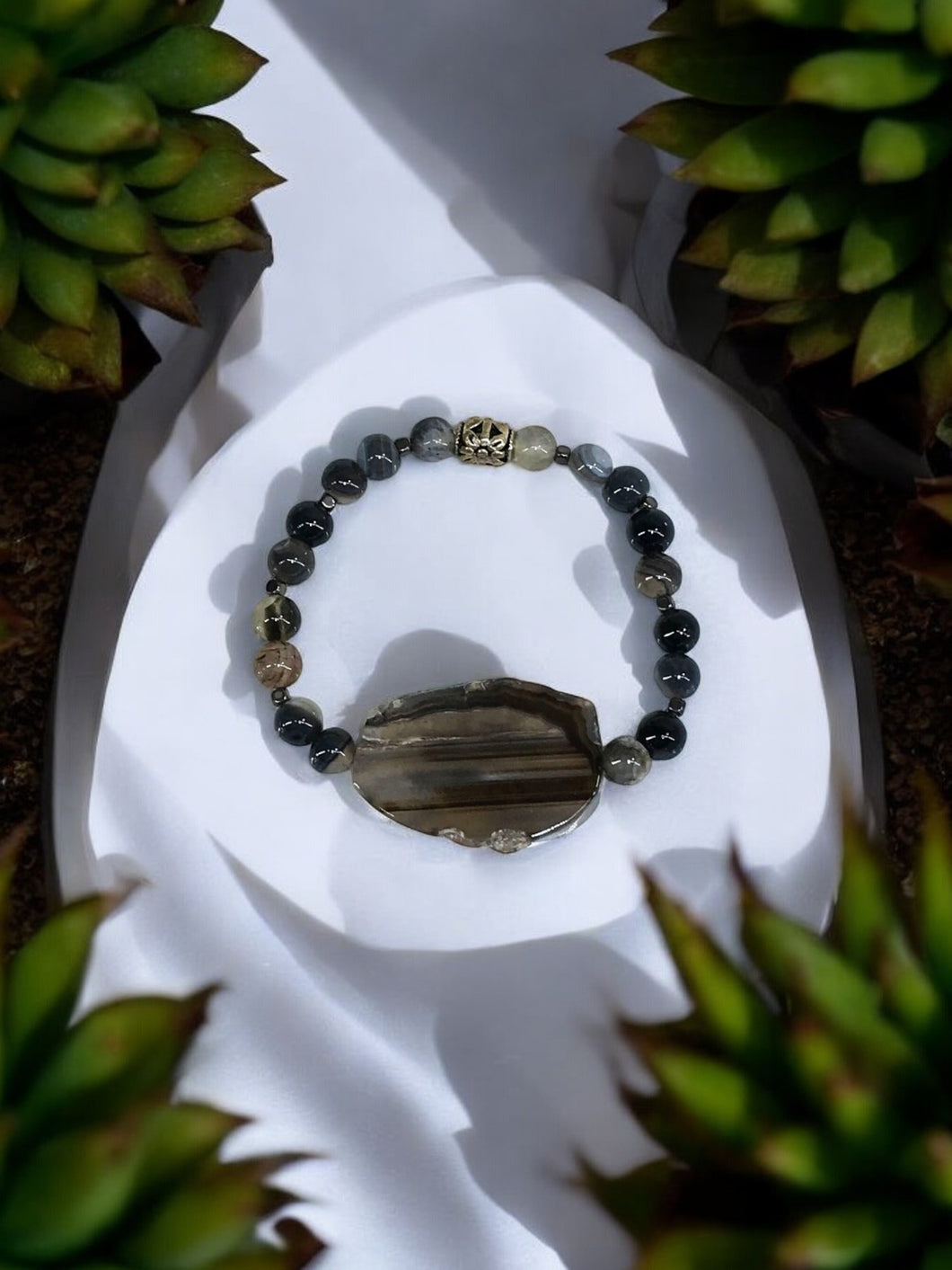 Agate Gemstone Stretchy Bracelet - B1229