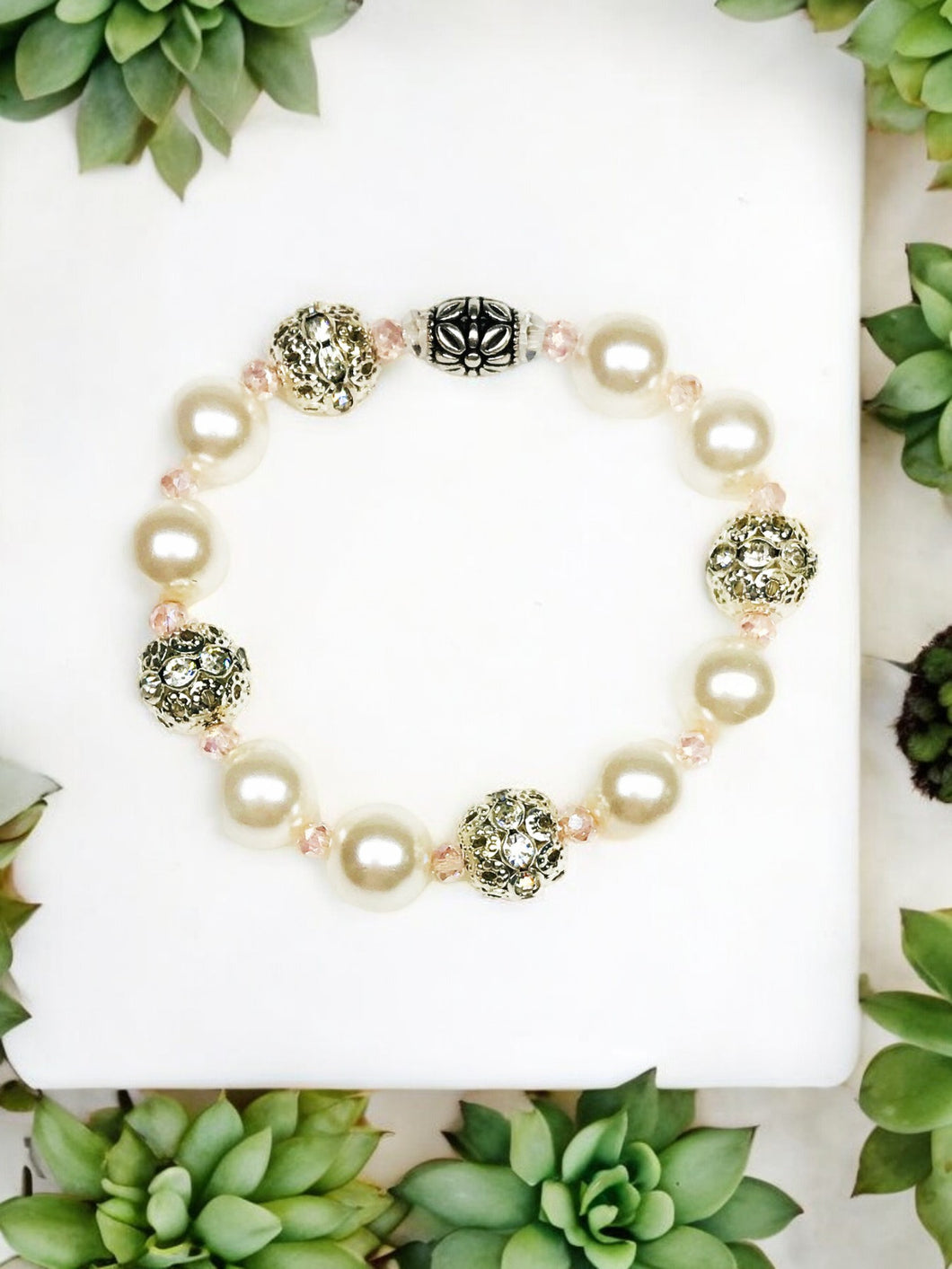 Glass Bead Stretchy Bracelet - B1237