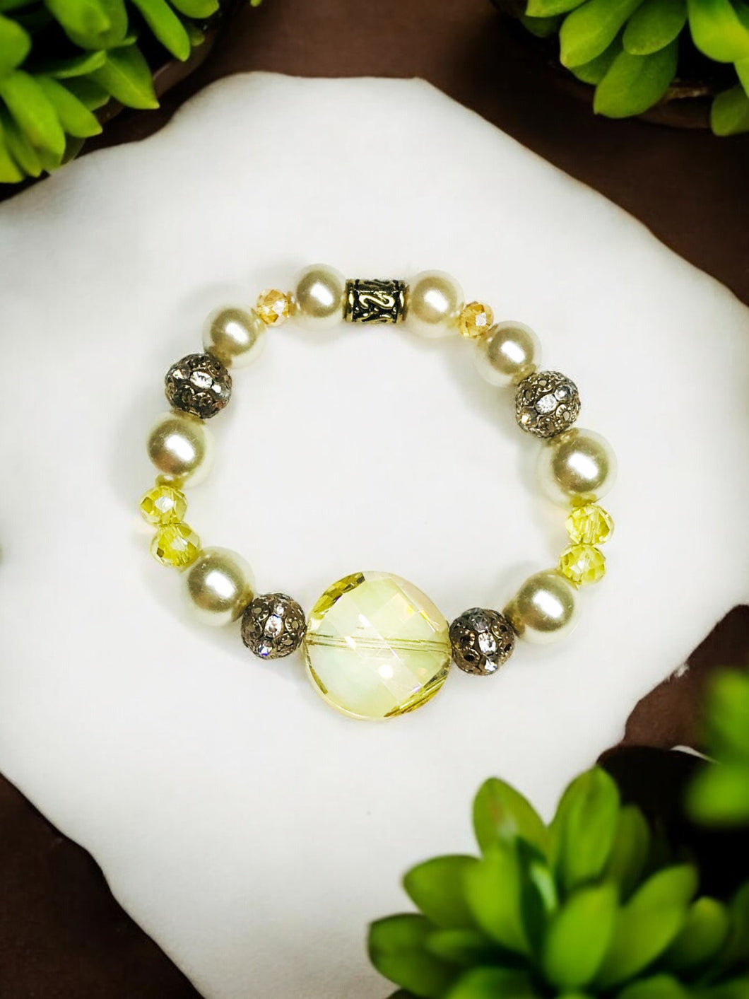 Glass Bead Stretchy Bracelet - B1258