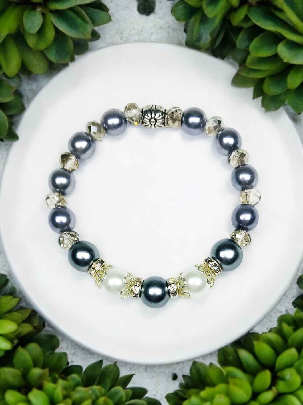 Glass Bead Stretchy Bracelet - B1292