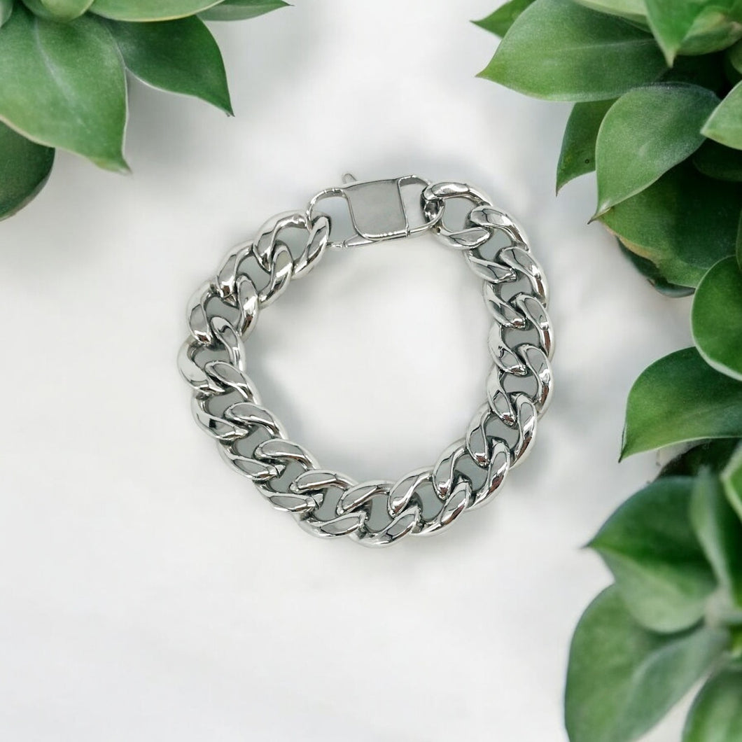 Stainless Steel Cuban Link Chain Bracelet - B1419