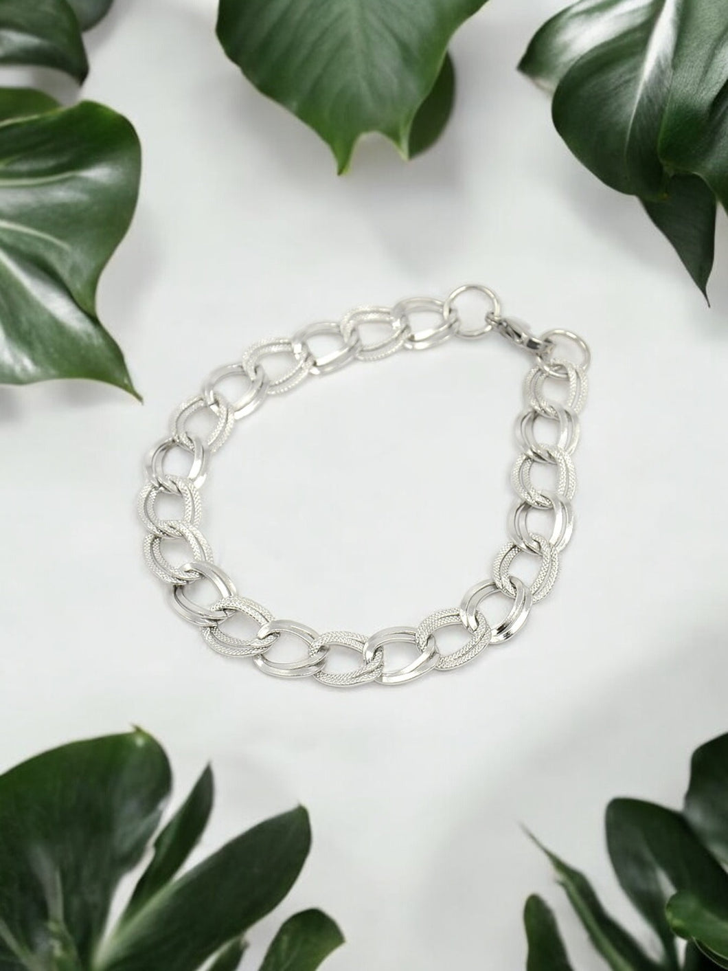 Stainless Steel Double Link Chain Bracelet - B1421