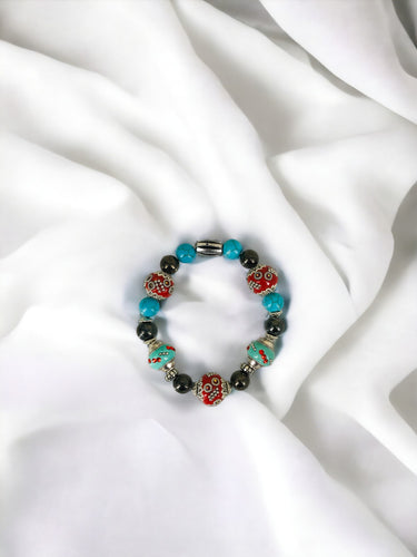 Big & Bold Collection Glass Bead Stretchy Bracelet - B1452