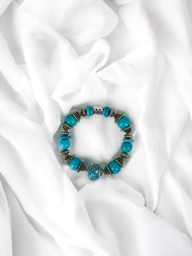 Big & Bold Collection Glass Bead Stretchy Bracelet - B1495