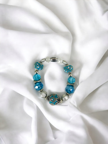 Big & Bold Collection Glass Bead Stretchy Bracelet - B1496