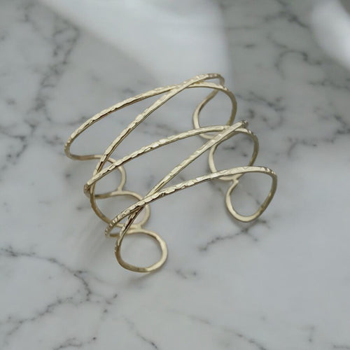 Gold Plated Adjustable Cuff Wide Xs Bracelet - B1612