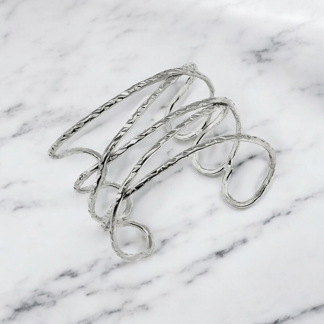 Silver Plated Adjustable Cuff Wide Xs Bracelet - B1613