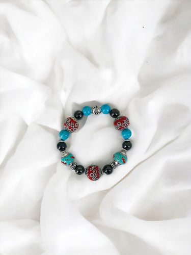 Big & Bold Collection Glass Bead Stretchy Bracelet - B1708