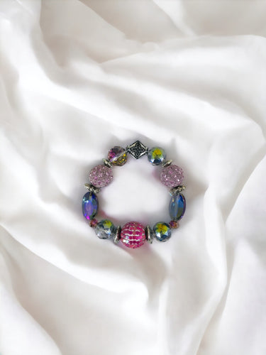 Big & Bold Collection Glass Bead Stretchy Bracelet - B1712