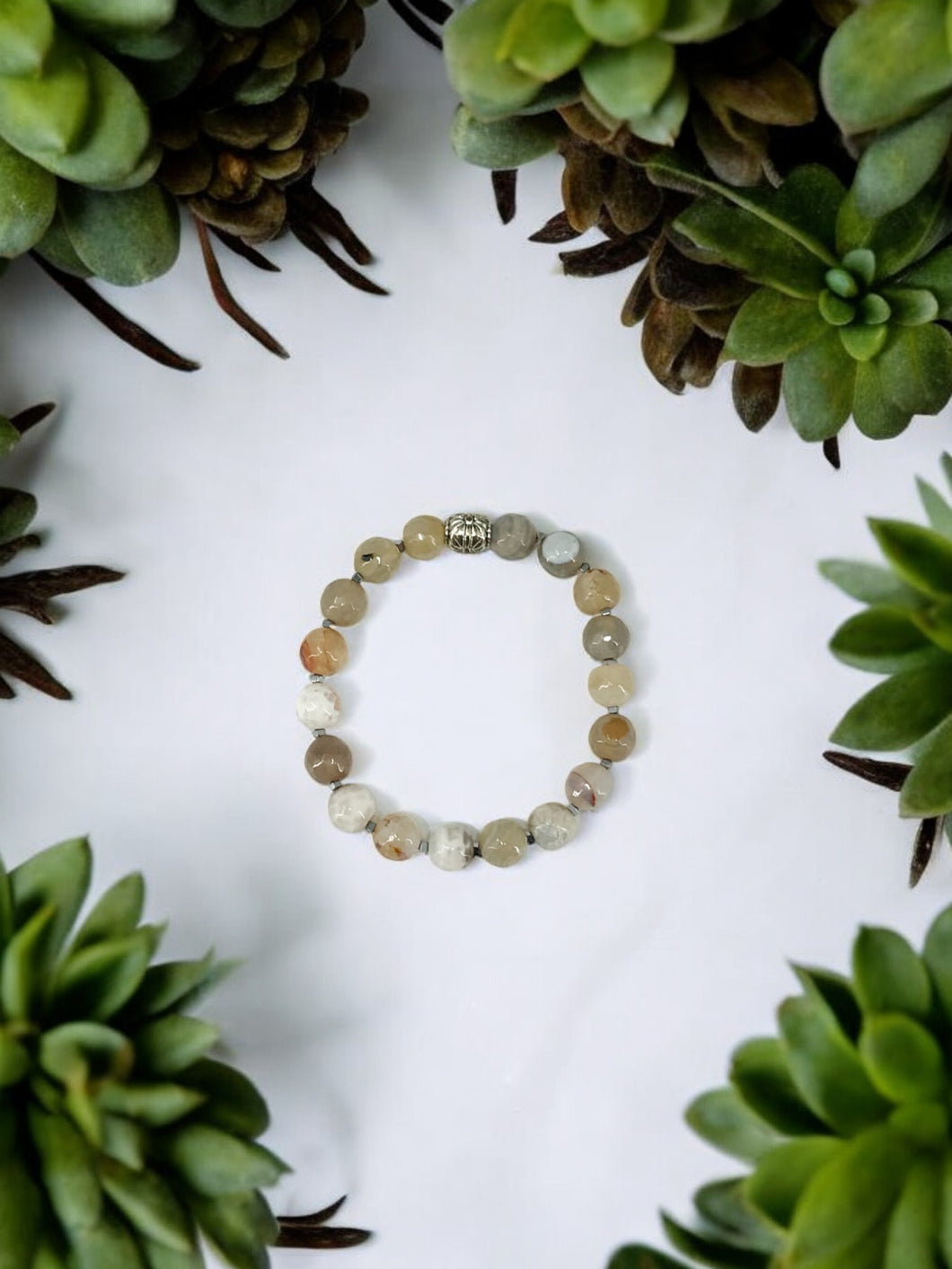 Gray Agate Stretchy Bracelet - B188