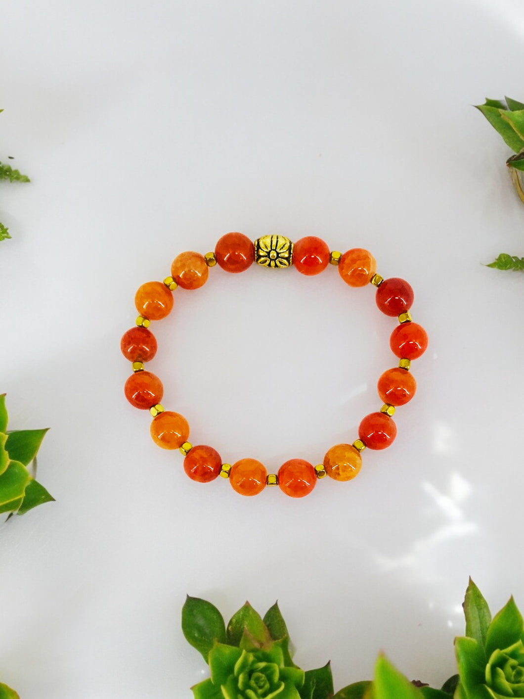 Carnelian Gemstone Stretchy Bracelet - B196