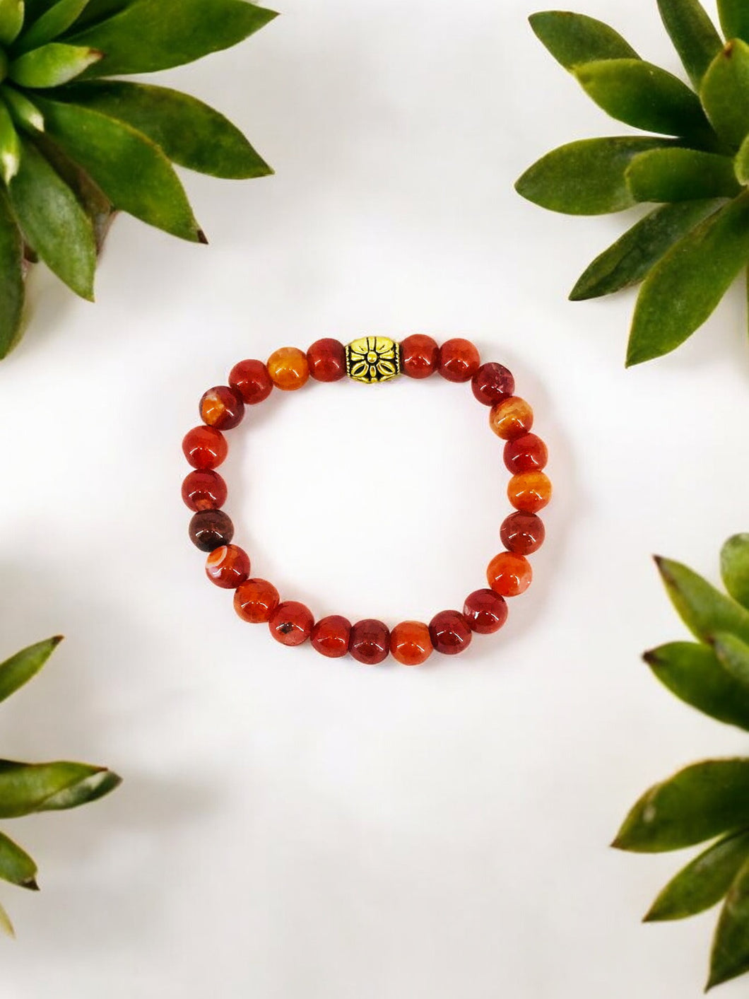 Carnelian Gemstone Stretchy Bracelet - B197