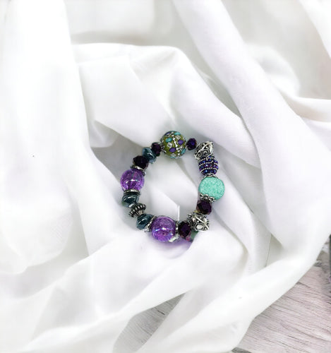 Big & Bold Collection Glass Bead Stretchy Bracelet – B2029