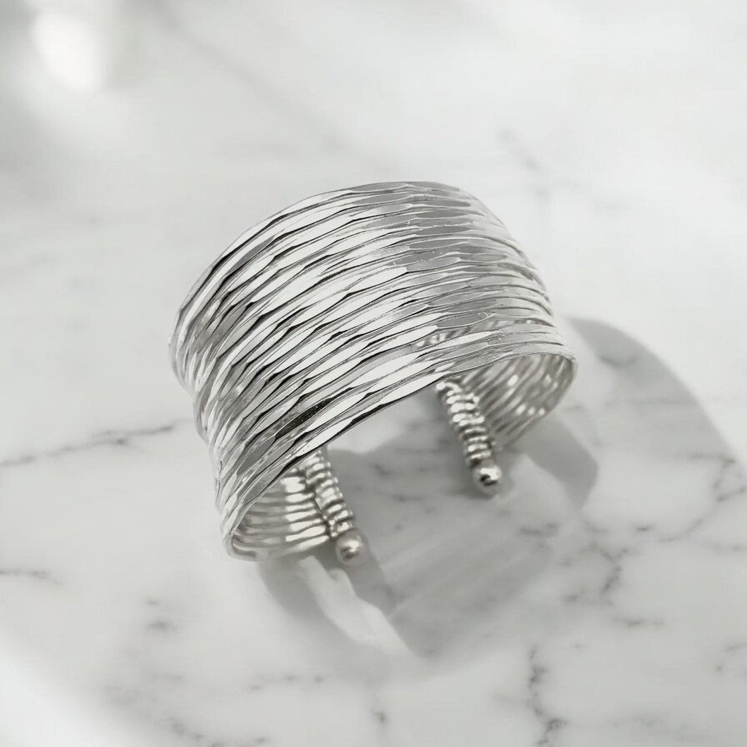 Silver Adjustable Cuff Bracelet - B2063