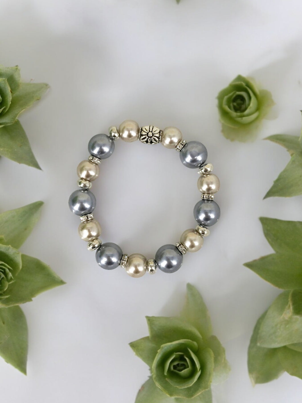 Glass Bead Stretchy Bracelet - B857